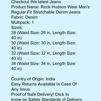 Rock Hudson Wear Men's Regular Fit Stretchable Denim Jeans - 38