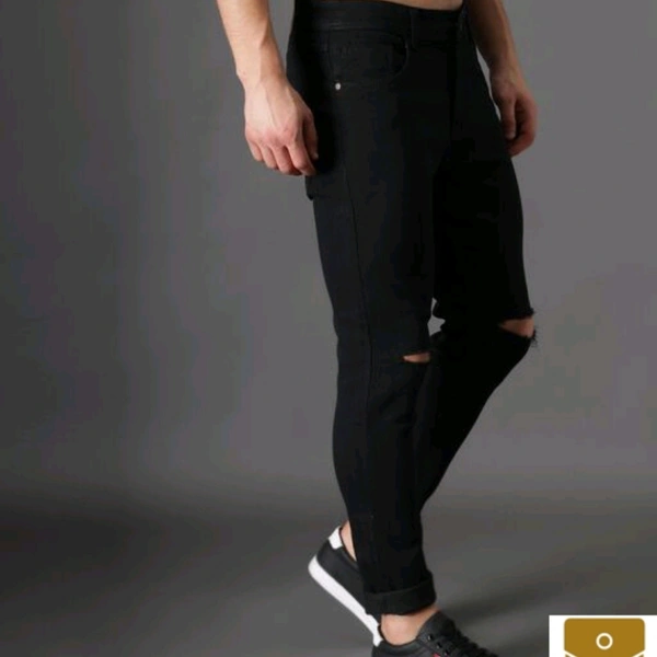 Zaysh Stylish Black Knee cut Jeans* - 36