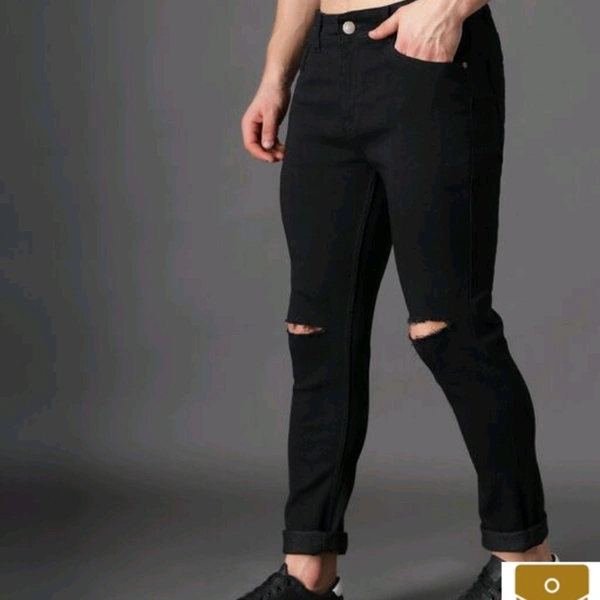 Zaysh Stylish Black Knee cut Jeans* - 36