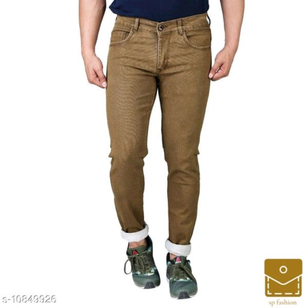 Drragon Men Slim Fit Brown Jeans - 32