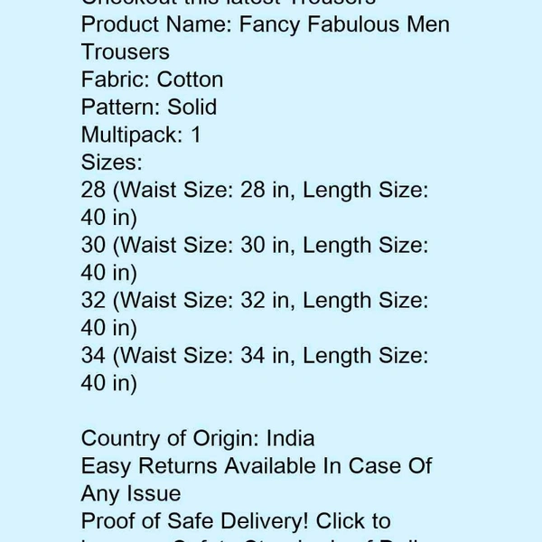 Fancy Fabulous Men Trousers* - 32