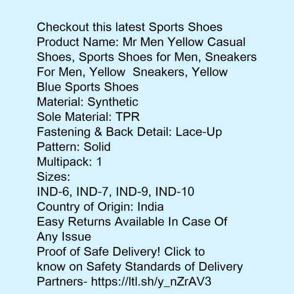 Mr Men Yellow Casual Shoes, Sports Shoes for Men, Sneakers For Men, Yellow  Sneakers, Yellow Blue Sports Shoes* - 10