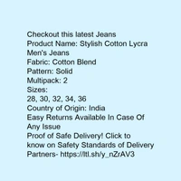 Stylish Cotton Lycra Men's Jeans* - 28