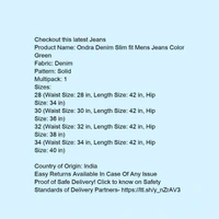 Ondra Denim Slim fit Mens Jeans Color Green* - 32