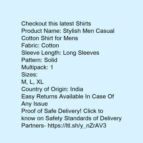 *Stylish Men Casual Cotton Shirt for Mens* - xl