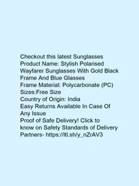 Stylish Polarised Wayfarer Sunglasses With Gold Black Frame And Blue Glasses* - free