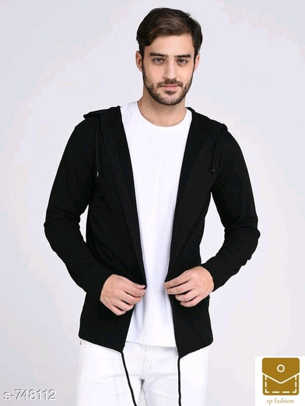 Stylish Cotton Solid Full Sleeves Hooded Jacket* - s