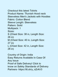 Tfurnish Hood neck Sleeveless Men's Jackets with Hoodies* - l