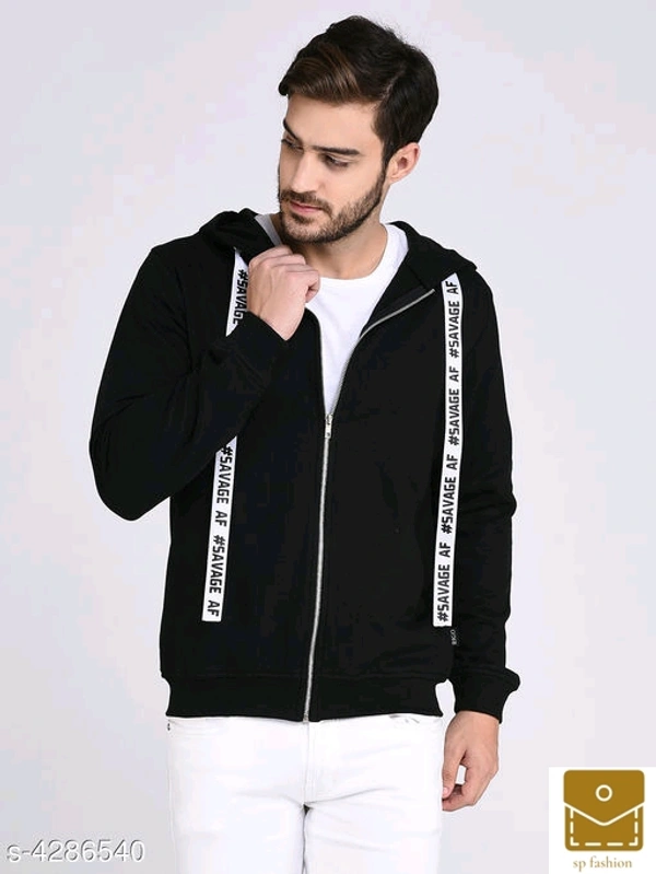 Rigo Black Fleece Hooded With Front Zip Open  - m