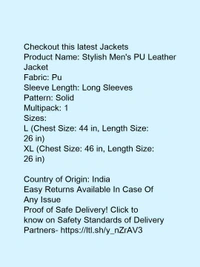Stylish Men's PU Leather Jacket* - l