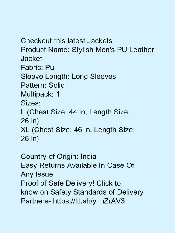 Stylish Men's PU Leather Jacket* - l