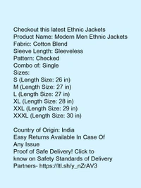 *Modern Men Ethnic Jackets* - xxl