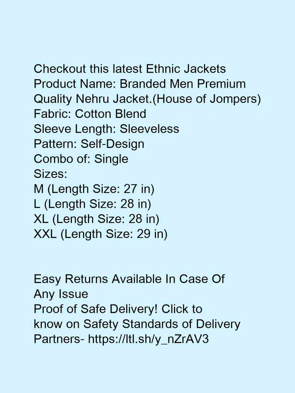 Branded Men Premium Quality Nehru Jacket.(House of Jompers) - l