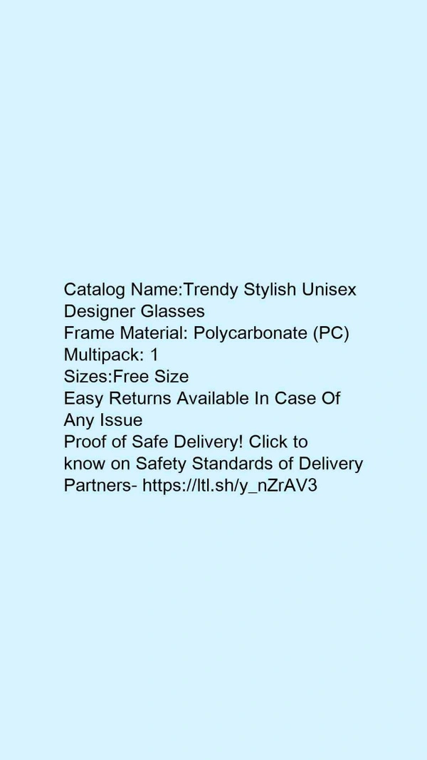 Stylish Unisex Designer Glass - free, black