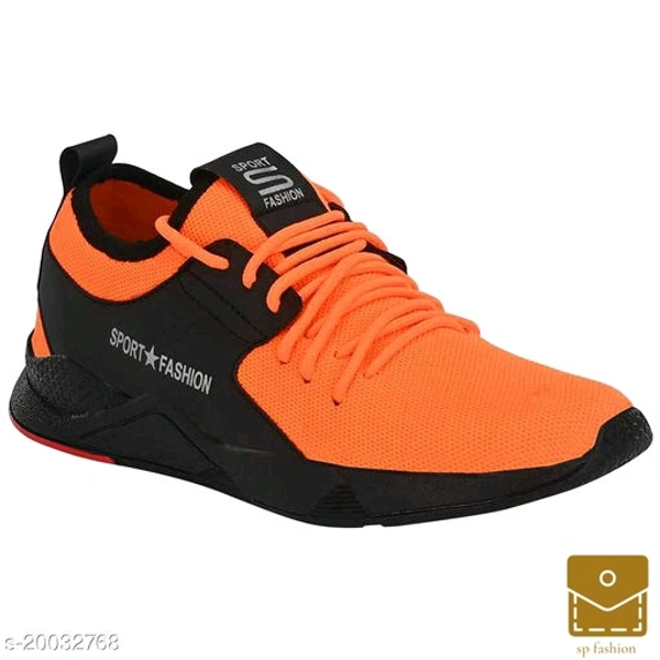 Stylish Men's Mesh Orange Sports Shoes - 10