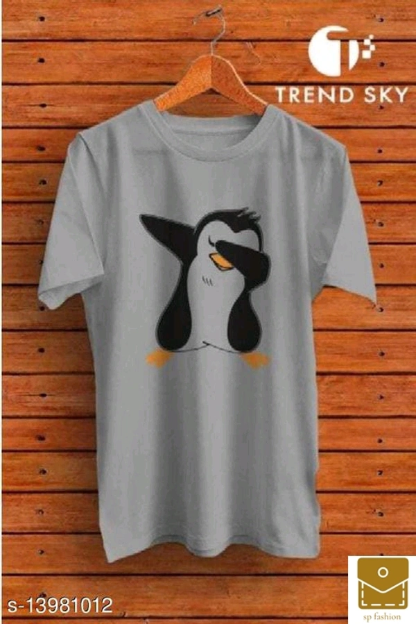 Men's Printed Polyester Half Sleeve Tshirt - l, grey