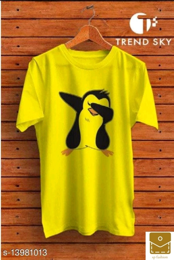 Men's Printed Polyester Half Sleeve Tshirt - xl , yellow