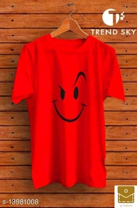 Men's Printed Polyester Half Sleeve Tshirt - m, red
