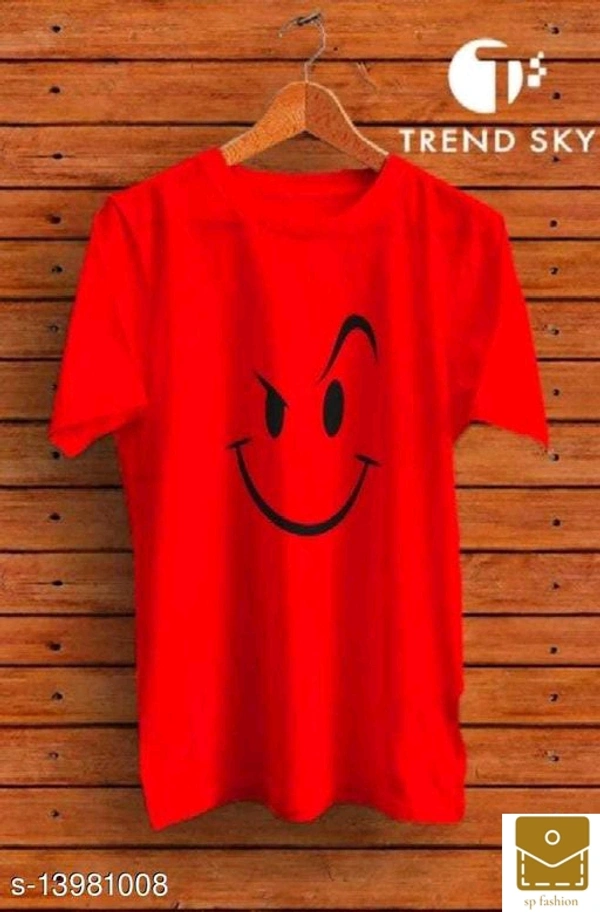 Men's Printed Polyester Half Sleeve Tshirt - m, red