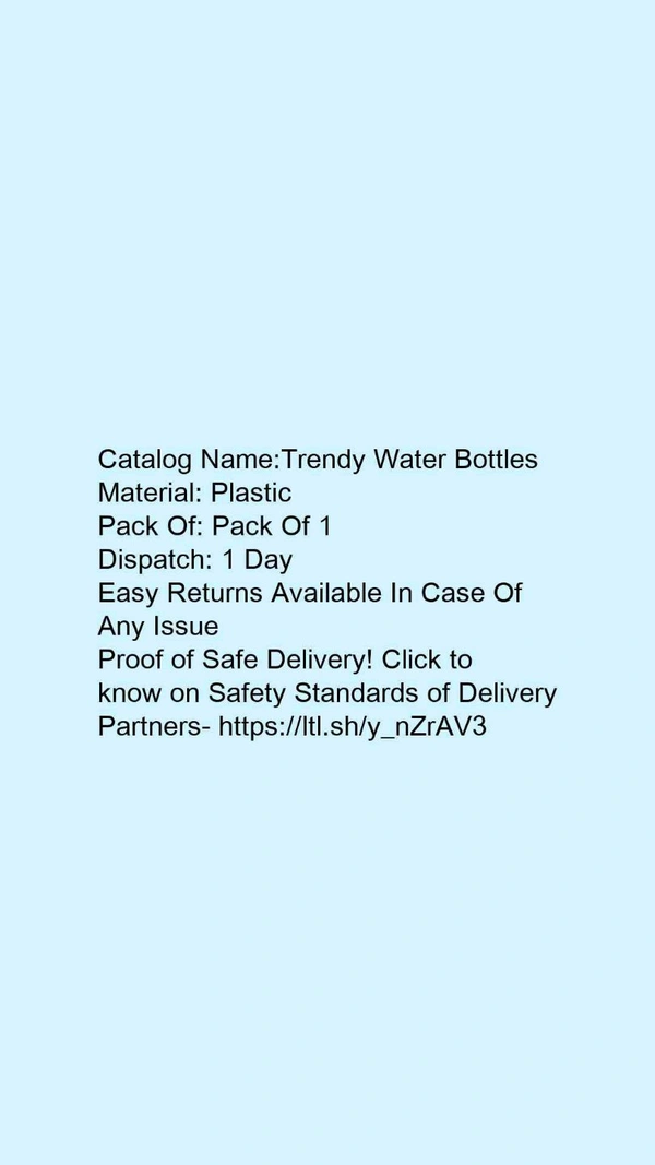 Trendy Water Bottles*Material: Plastic - 500ml, blue