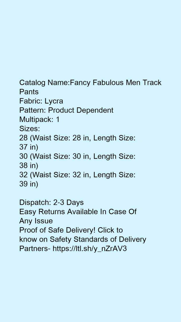 Veltick Men's Lycra Light Green Track Pant - 32