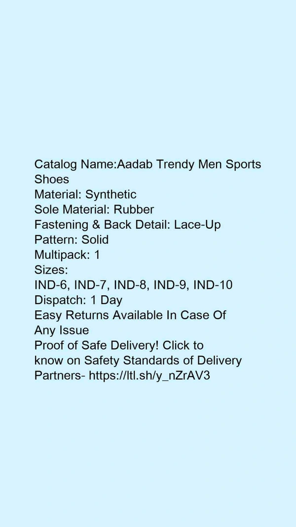 *Aadab Trendy Men Sports Shoes* - 6, White