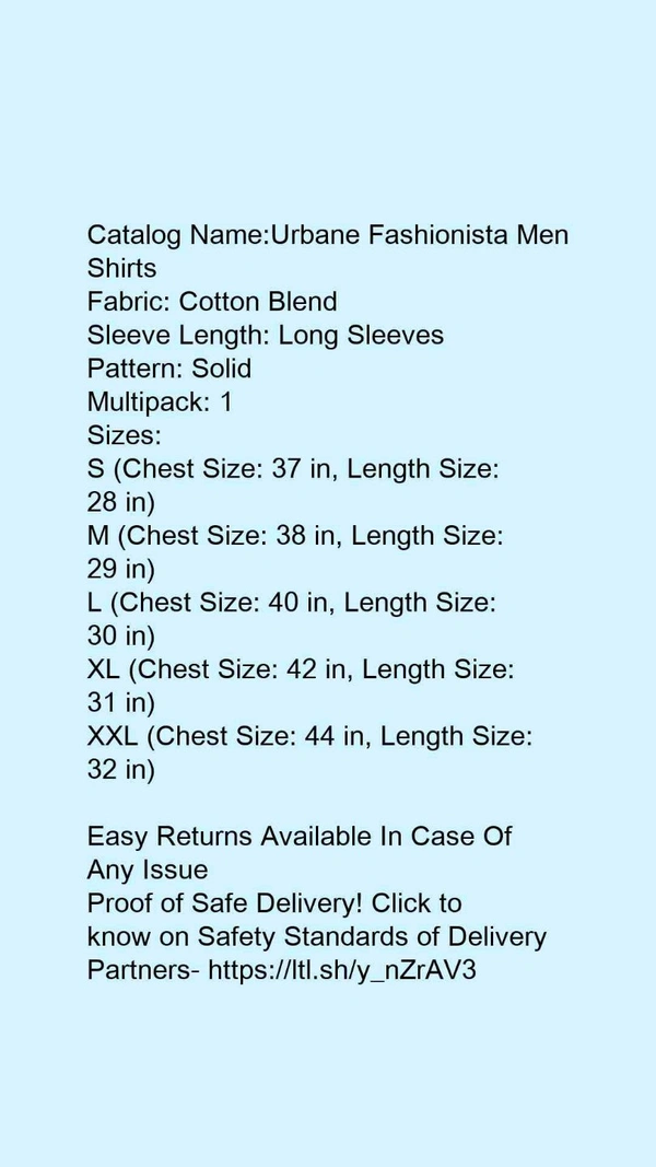 Mens Attractive Solid Cotton Blend Shirt - xxl