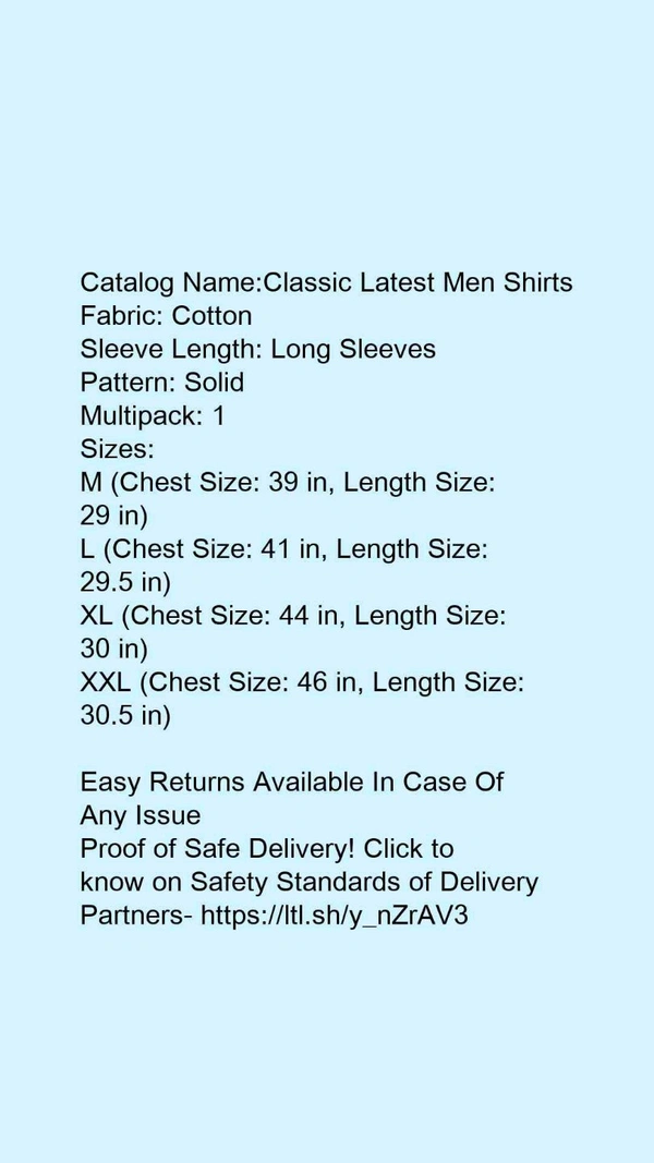 Men's CASUAL LOOK STYLISH SOLID SHIRT - l