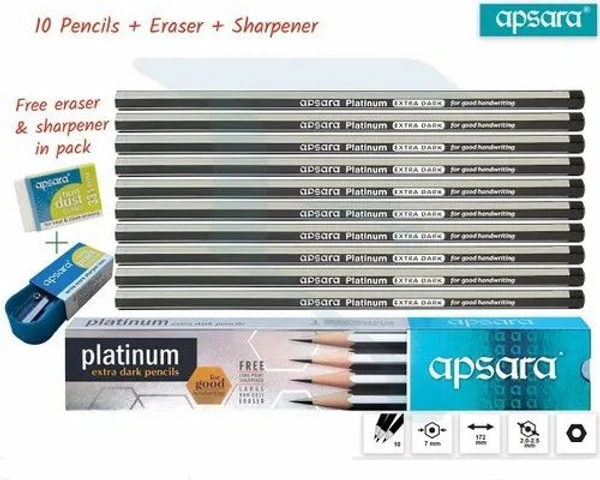 Apsara Platinum Extra Dark Pencils, 10 Pcs Set