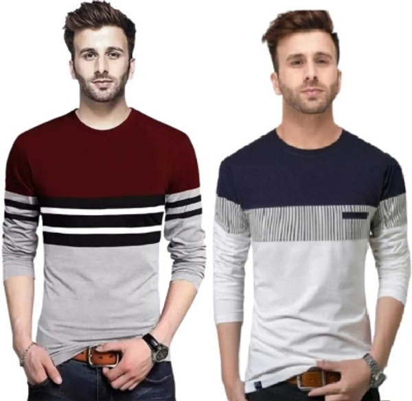 Color Block Mens T-shirt Combo - XL, Multi Color