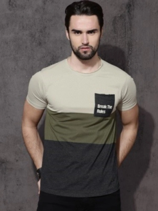 Color Block T-shirt Men's Fit casual Shirt - XL