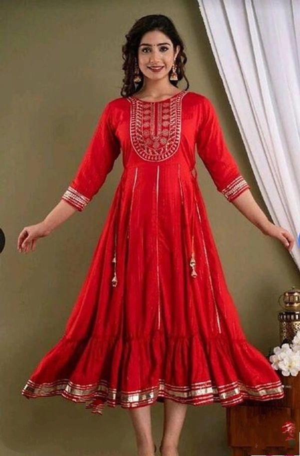 Kurta Royon Anarakali Kurta Women's - Red, L