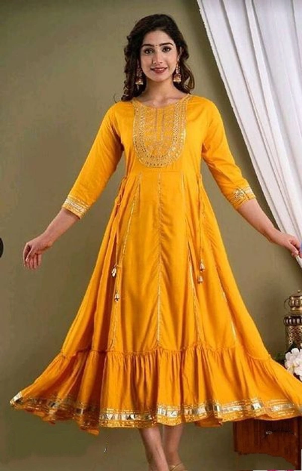 Kurta Royon Anarakali Kurta Women's - Yellow, XL
