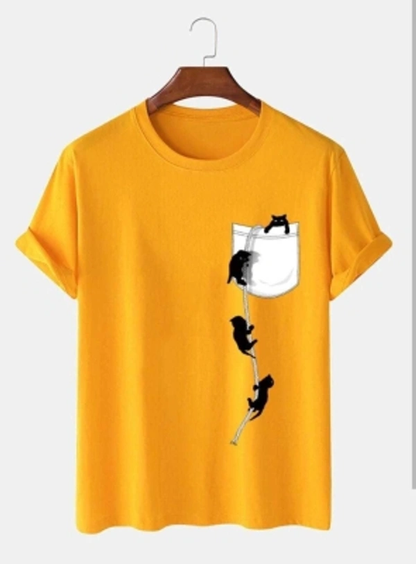 T-shirt Printed T Shirt Men's - Yellow, XL