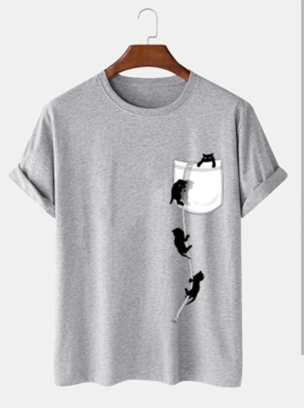 T-shirt Printed T Shirt Men's - Grey, M