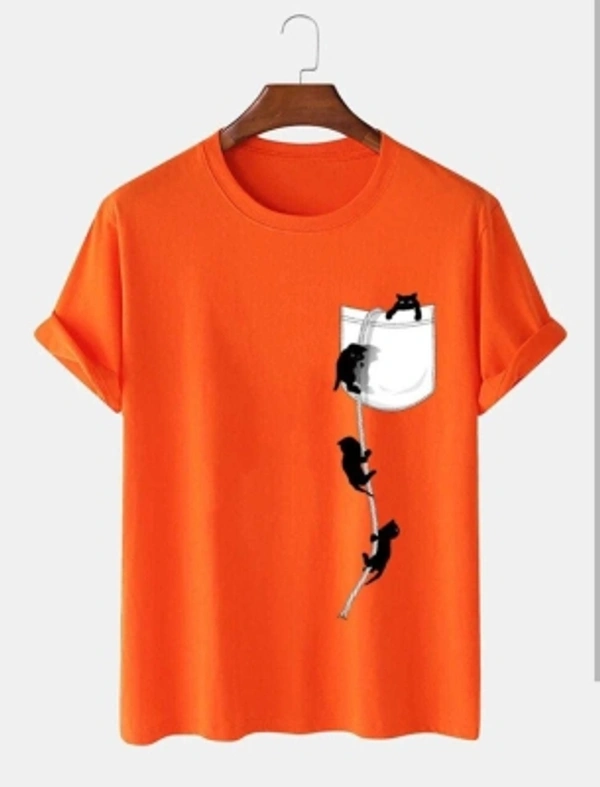 T-shirt Printed T Shirt Men's - Orange, S