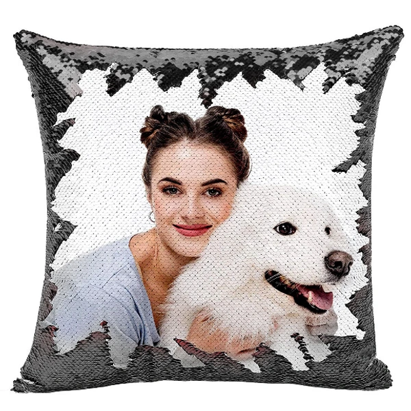 Magic Cushion big with Photo Print - 16x16, Silver