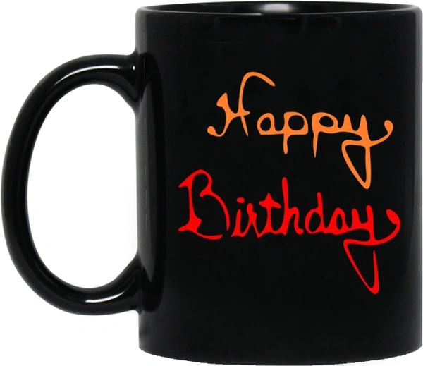 Happy Birthday Black Coffee Mug  - 350 ML, Black