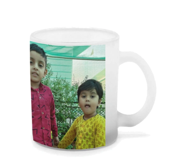 Frosted white glass Mug with photo - 330 ML