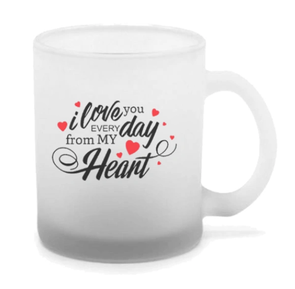 Valentine's day gift frosted glass Mug  - 330 ML, I love you