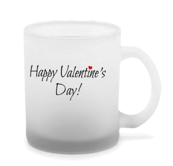 Happy Valentine's day gift frosted glass Mug  - 330 ML, White