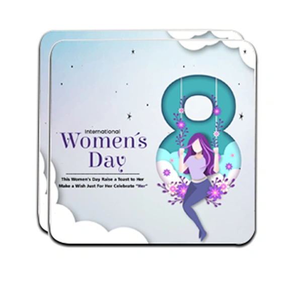Women's day gift tea coaster set of 2 - 3.5 inch, Style 4