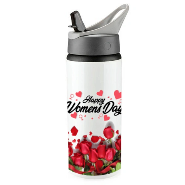 Women's day gift metal sipper bottle - 600 ML, Style 2