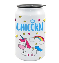 YOGDOTS Metal Sipper Drink Can Shaped  Kids gift pack of 10 - 350 ML, Kids Designs