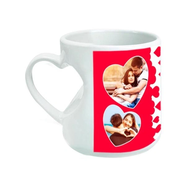 Heart Cut Handle Mug with Print - 330 ML
