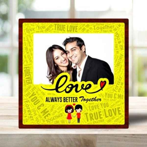Love Digital Printed Wooden Photo insert Frame - 8x8 inch Yellow