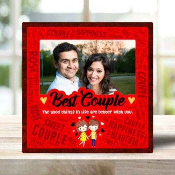 Best Couple Digital Print Wooden Photo insert Frame 8x8 inch - Best Couple