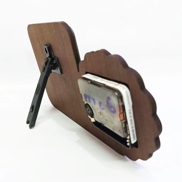 Wooden Table top Photo Frame with Clock - 6x9, Beige
