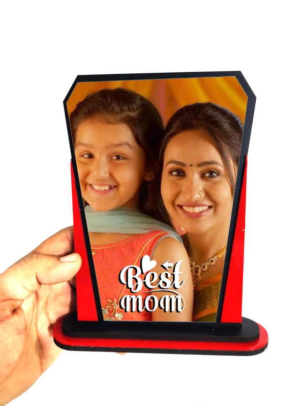 Personalized Wooden Trophy Photo frame for Mother's day gift - 9x6 inch, Red-brown