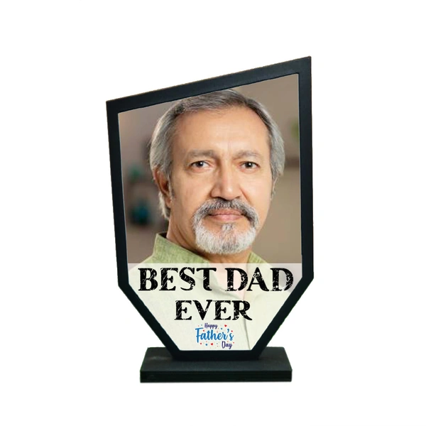 Personalized Father's Day Gift Wooden Trophy With Photo Print - Black